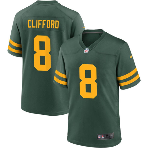Mens Green Bay Packers #8 Sean Clifford Nike 2021 Green Alternate Retro 1950s Throwback Jersey