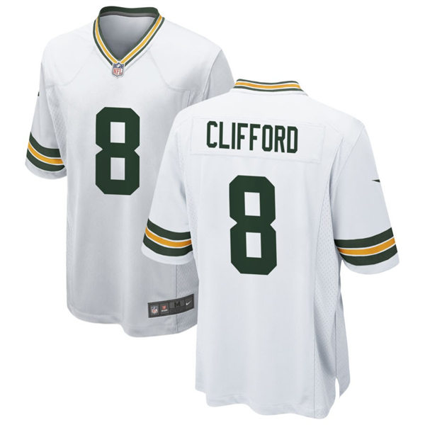 Mens Green Bay Packers #8 Sean Clifford Nike White Vapor Limited Player Jersey