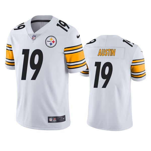 Men's Pittsburgh Steelers #19 Calvin Austin Nike White Vapor Limited Player Jersey