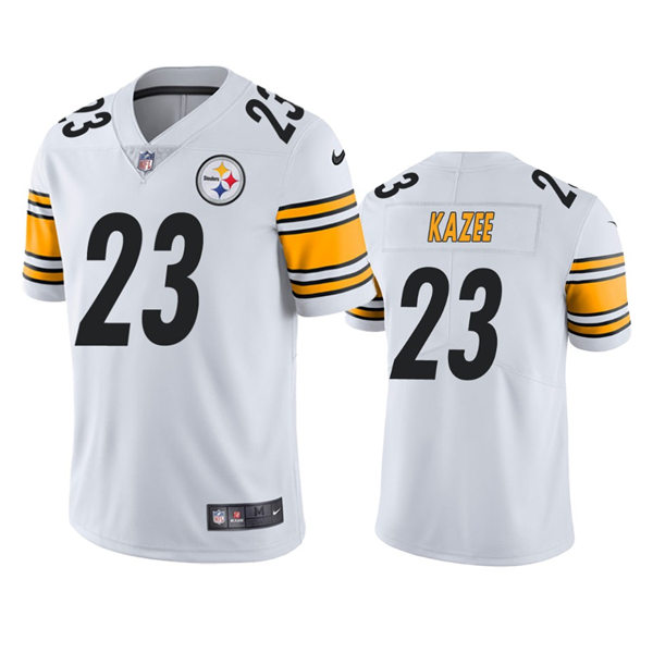 Men's Pittsburgh Steelers #23 Damontae Kazee Nike White Vapor Limited Player Jersey