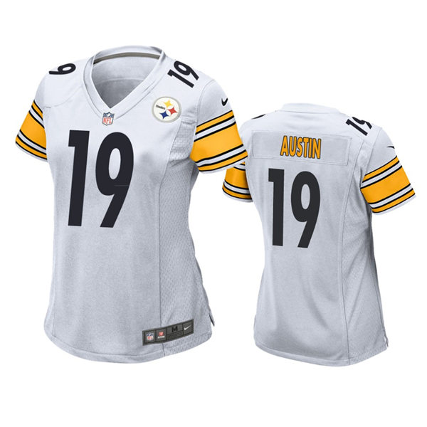 Womens Pittsburgh Steelers #19 Calvin Austin Nike White Limited Jersey