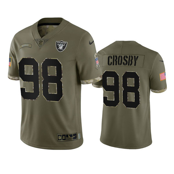 Men's Las Vegas Raiders #98 Maxx Crosby Olive 2022 Salute To Service Limited Jersey