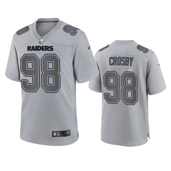 Men's Las Vegas Raiders #98 Maxx Crosby Gray Atmosphere Fashion Game Jersey