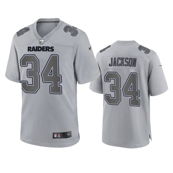 Men's Las Vegas Raiders #34 Bo Jackson Gray Atmosphere Fashion Game Jersey