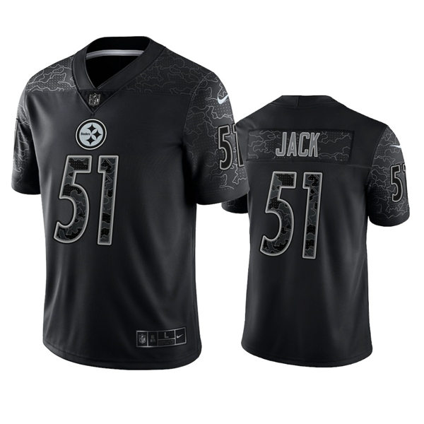 Men's Pittsburgh Steelers #51 Myles Jack Black Reflective Limited Jersey