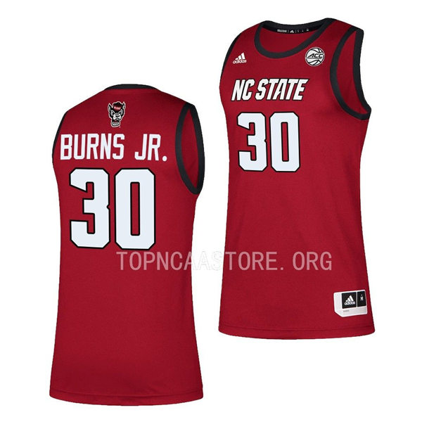 Mens Youth NC State Wolfpack #30 D.J. Burns Jr. Adidas Red 2021-22 Basketball Game Jersey