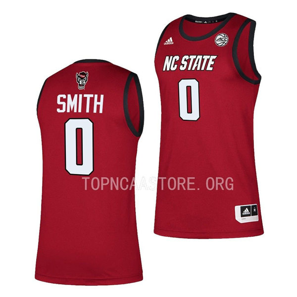 Mens Youth NC State Wolfpack #0 Terquavion Smith Adidas Red 2021-22 Basketball Game Jersey