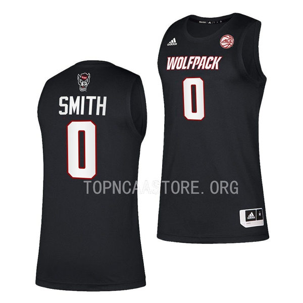 Mens Youth NC State Wolfpack #0 Terquavion Smith Adidas Black 2021-22 Basketball Game Jersey