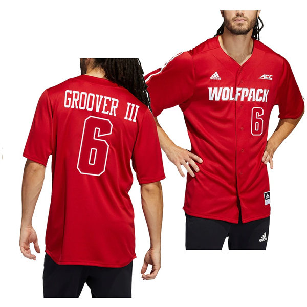 Mens Youth NC State Wolfpack #6 LuJames Groover III Red College Baseball Jersey