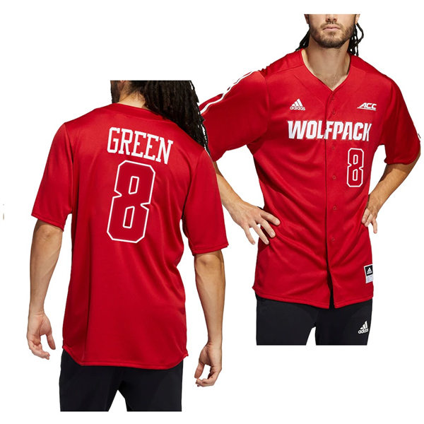 Mens Youth NC State Wolfpack #8 Payton Green Red College Baseball Jersey