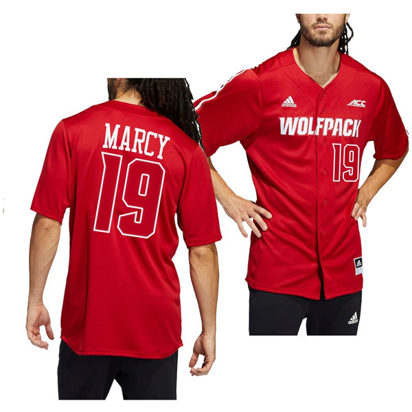 Mens Youth NC State Wolfpack #19 Will Marcy Red College Baseball Jersey