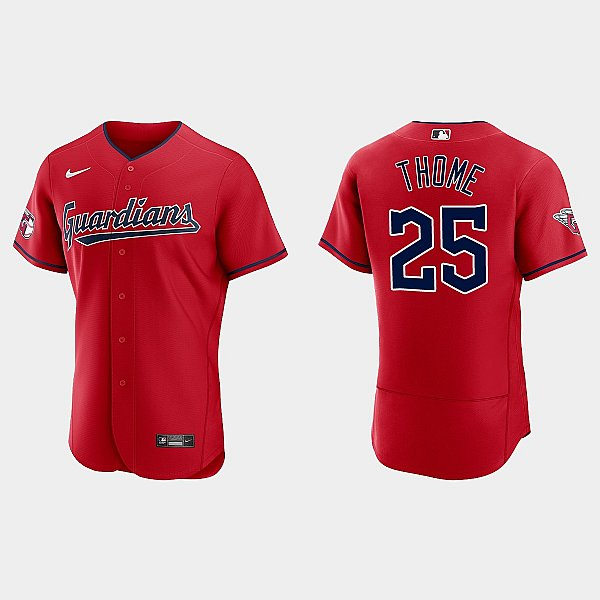 Mens Cleveland Guardians #25 Jim Thome Nike Red Alternate Flex Base Authentic Player Jersey