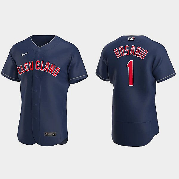 Mens Cleveland Guardians #1 Amed Rosario Nike Navy Alternate Flex Base Authentic Player Jersey