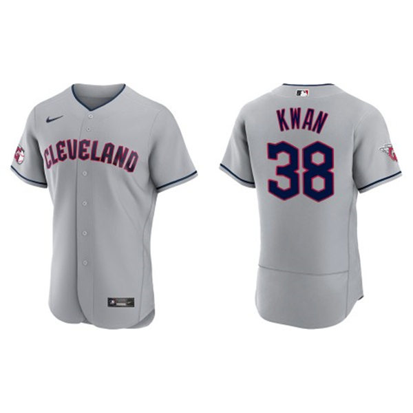 Mens Cleveland Guardians #38 Steven Kwan Nike Gray Road Flex Base Authentic Player Jersey