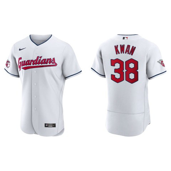 Mens Cleveland Guardians #38 Steven Kwan Nike White Home Flex Base Authentic Player Jersey(2)