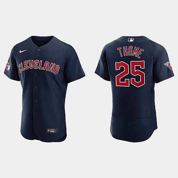 Mens Cleveland Guardians #25 Jim Thome Nike Navy Alternate Flex Base Authentic Player Jersey