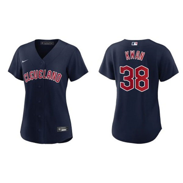 Womens Cleveland Guardians #38 Steven Kwan Nike Navy Alternate Jersey