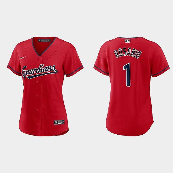 Womens Cleveland Guardians #1 Amed Rosario Nike Red Alternate Jersey