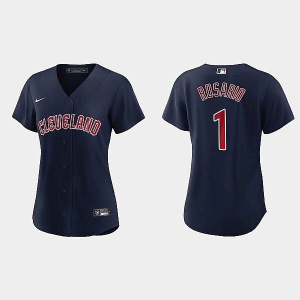 Womens Cleveland Guardians #1 Amed Rosario Nike Navy Alternate Jersey