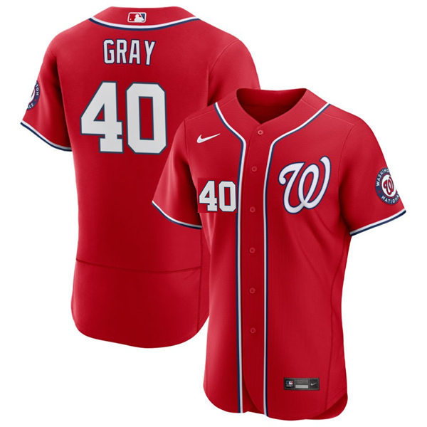 Men's Washington Nationals #40 Josiah Gray Nike Red Alternate Flex Base Authentic Player Jersey