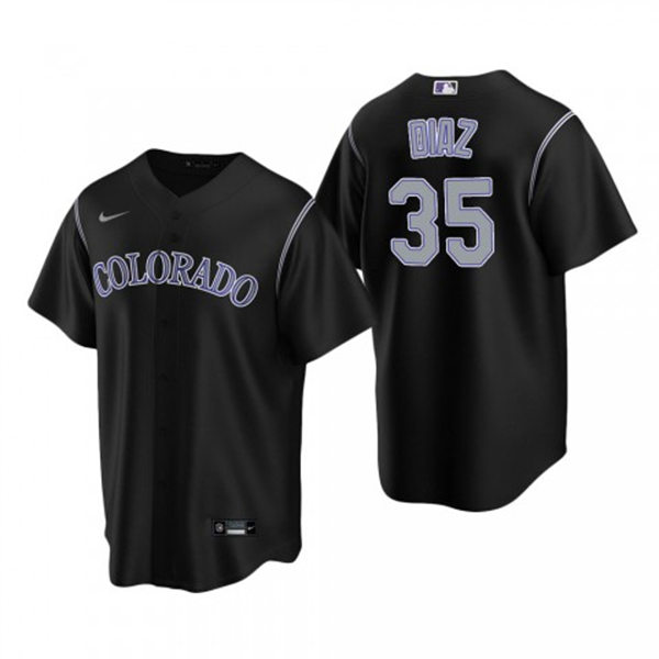 Mens Colorado Rockies #35 Elias Diaz Nike Black Alternate Jersey