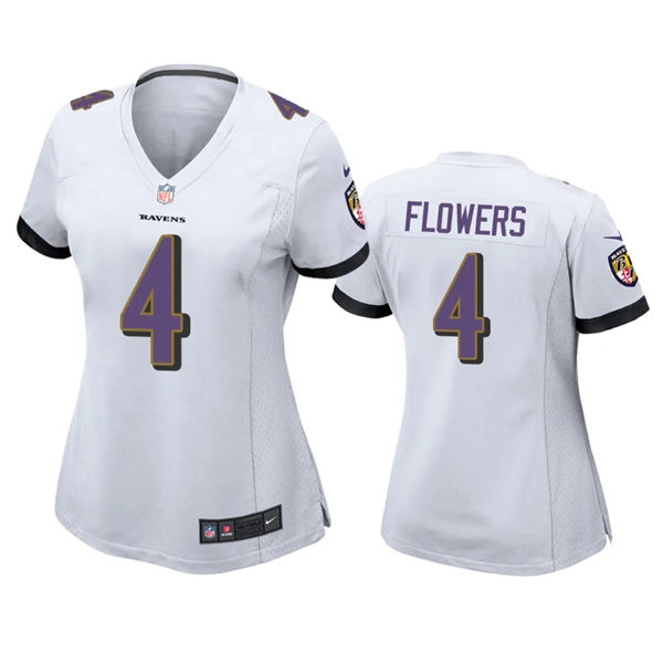 Women's Baltimore Ravens #4 Zay Flowers Nike White Limited Jersey