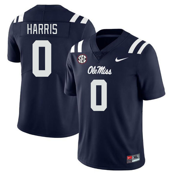 Mens Youth Ole Miss Rebels #0 Joshua Harris 2023 Navy College Football Game Jersey