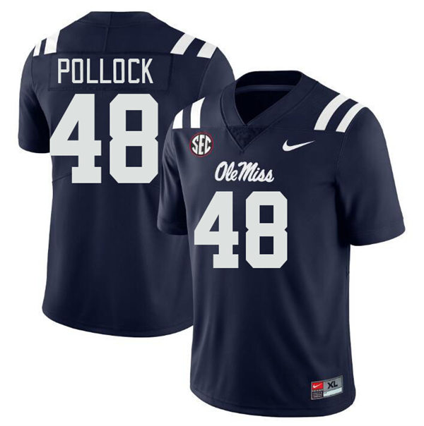 Mens Youth Ole Miss Rebels #48 Charlie Pollock 2023 Navy College Football Game Jersey
