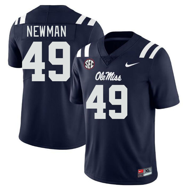 Mens Youth Ole Miss Rebels #49 Daniel Newman 2023 Navy College Football Game Jersey