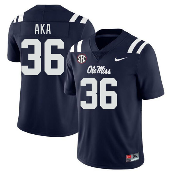 Mens Youth Ole Miss Rebels #36 Joshua Aka 2023 Navy College Football Game Jersey