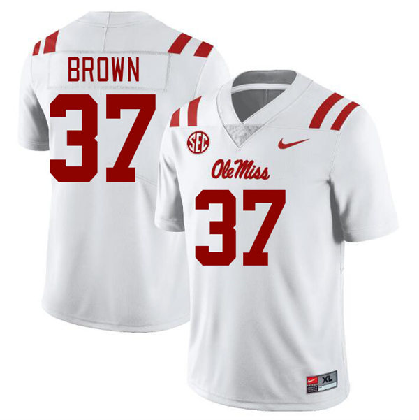 Mens Youth Ole Miss Rebels #37 AJ Brown 2023 White College Football Game Jersey