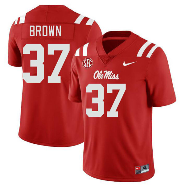 Mens Youth Ole Miss Rebels #37 AJ Brown 2023 Red College Football Game Jersey