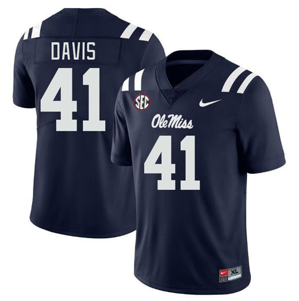 Mens Youth Ole Miss Rebels #41 Caden Davis 2023 Navy College Football Game Jersey