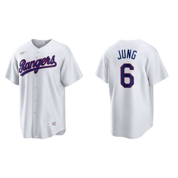 Mens Texas Rangers #6 Josh Jung Nike White Cooperstown Collection Jersey