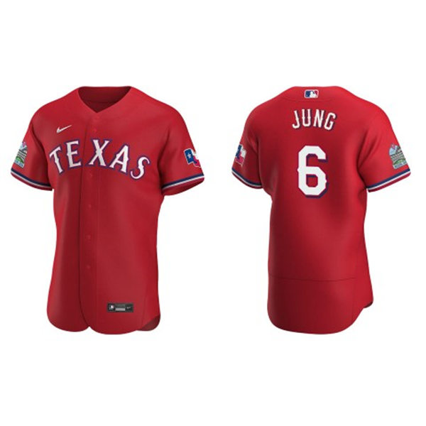 Mens Texas Rangers #6 Josh Jung Nike Scarlet Alternate Authentic Jersey