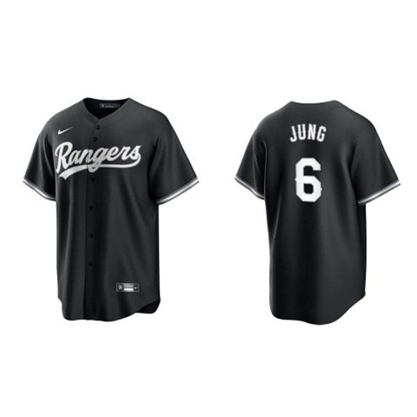 Mens Texas Rangers #6 Josh Jung Nike Black White Collection Jersey