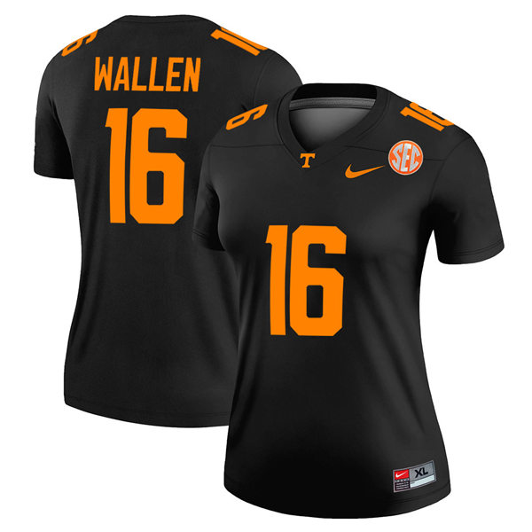 Womens Tennessee Volunteers #16 Morgan Wallen Nike Black Football Jersey