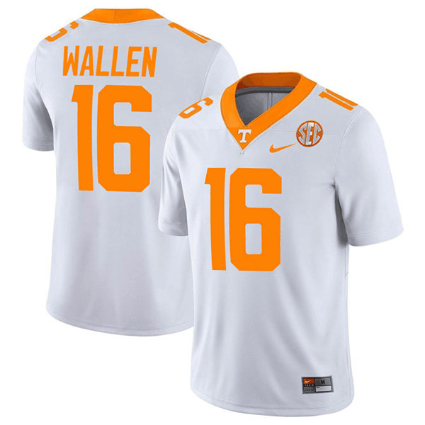 Mens Youth Tennessee Volunteers #16 Morgan Wallen Nike White Football Jersey