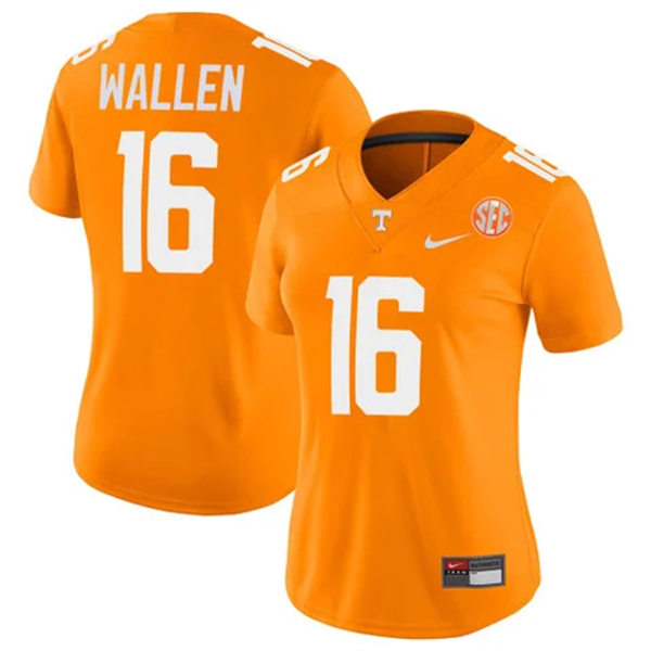 Womens Tennessee Volunteers #16 Morgan Wallen Nike Orange Football Jersey