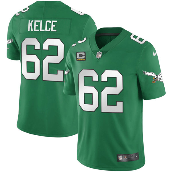 Mens Philadelphia Eagles #62 Jason Kelce 2023 Nike Kelly Green 1996 Retro Jersey