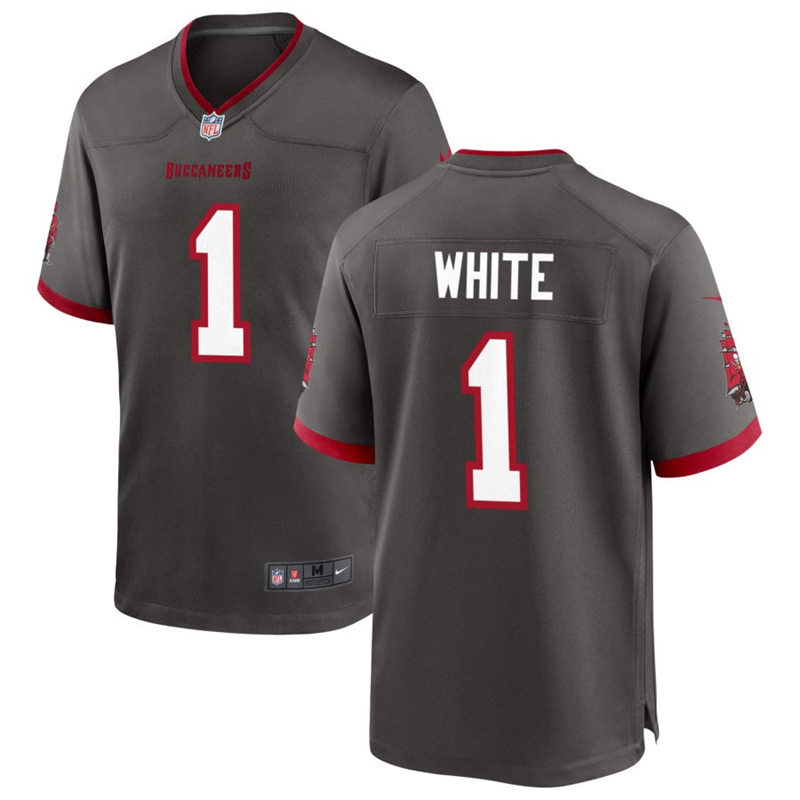 Mens Tampa Bay Buccaneers #1 Rachaad White Nike Pewter Alternate Vapor Limited Player Jersey