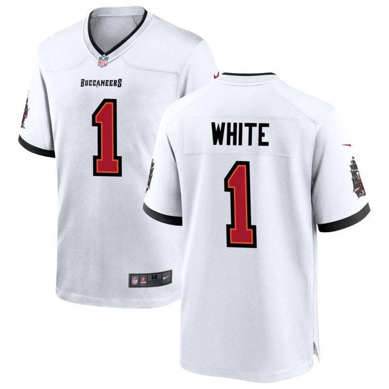Mens Tampa Bay Buccaneers #1 Rachaad White Nike Away White Vapor Limited Player Jersey