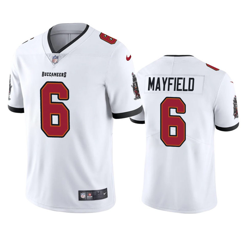 Mens Tampa Bay Buccaneers #6 Baker Mayfield Nike Away White Vapor Limited Player Jersey