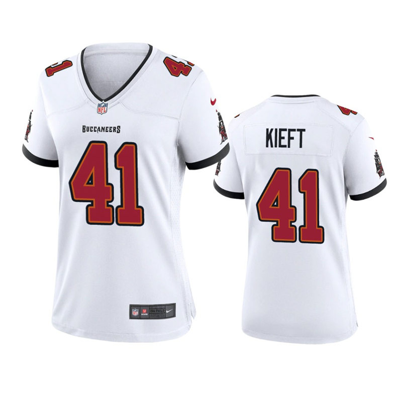 Womens Tampa Bay Buccaneers #41 Ko Kieft Nike Away White Limited Player Jersey