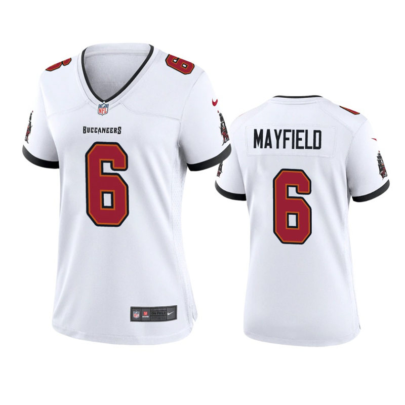 Womens Tampa Bay Buccaneers #6 Baker Mayfield Nike Away White Limited Player Jersey