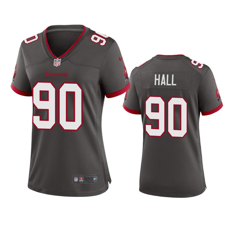 Womens Tampa Bay Buccaneers #90 Logan Hall Nike Pewter Alternate Limited Player Jersey