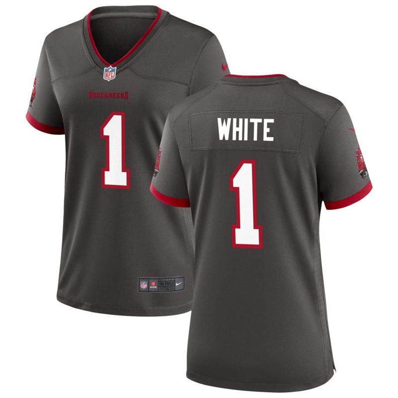 Womens Tampa Bay Buccaneers #1 Rachaad White Nike Pewter Alternate Limited Player Jersey