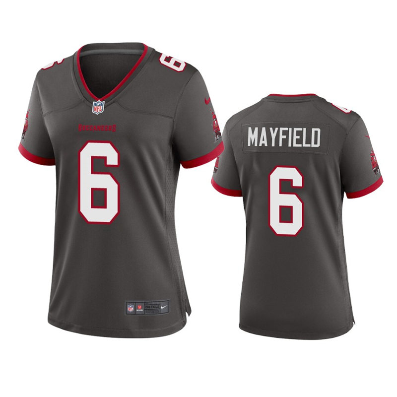 Womens Tampa Bay Buccaneers #6 Baker Mayfield Nike Pewter Alternate Limited Player Jersey
