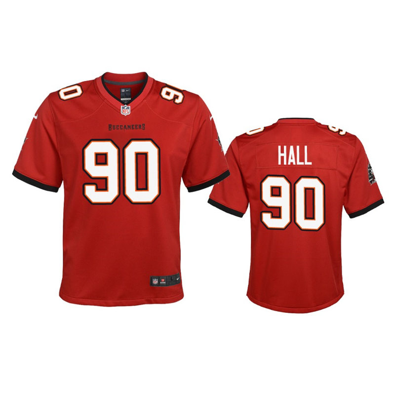 Youth Tampa Bay Buccaneers #90 Logan Hall Nike Home Red Limited Player Jersey