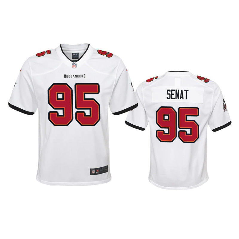 Youth Tampa Bay Buccaneers #95 Deadrin Senat Nike Away White Limited Player Jersey